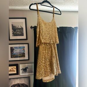 Gold Sequin Mini Dress